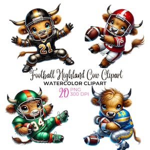 Aquarel American football hooglandkoe clipart, Amerikaans voetbal png, voetbal png, schattige hooglandkoe clipart, sport png, commercieel gebruik