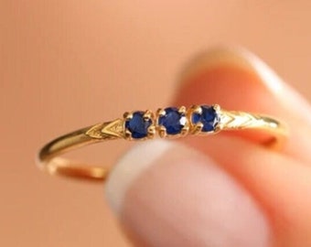 Small Sapphire Ring - Blue Sapphire Ring - Dainty Sapphire Ring - 18k Gold Sapphire Ring - Silver Sapphire Ring - September Birthstone Rings