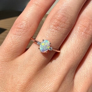 Multi Feueropal Ring, Regenbogen Opal Ring, äthiopische Opal Ring, 14k Solid Gold Opal Ring, Sterling Silber Opal Ring, Vintage Opal Ring