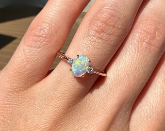 Multi Fire Opal Ring, Rainbow Opal Ring, Ethiopian Opal Ring, 14k Solid Gold Opal Ring, Sterling Silver Opal Ring, Vintage Opal Ring