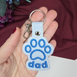 Handmade Key Tag, Machine Embroidered Keytag, Key Accessory, Dog Dad Key Tag, Bag Charm, Gift