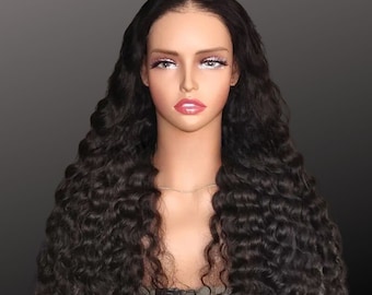 Deep Wave Human Hair Wig, 9x6 HD Lace Closure, Glueless Install