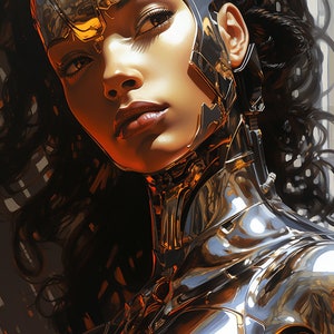 Sci-Fi Femme Fatales: Robot Art Portraits in the Style of Martin Ansin and More