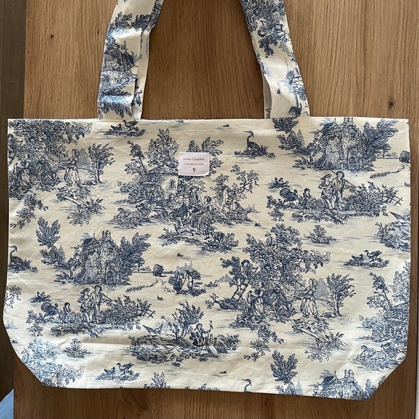 Sac totebag fourre-tout Toile de Jouy