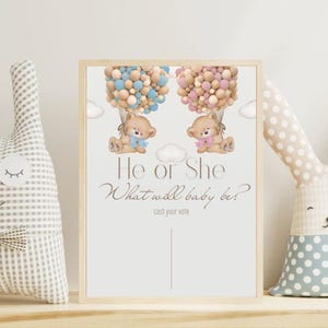 Gender Reveal Voting Sign: Er oder sie Babyparty-Spiel (druckbar)