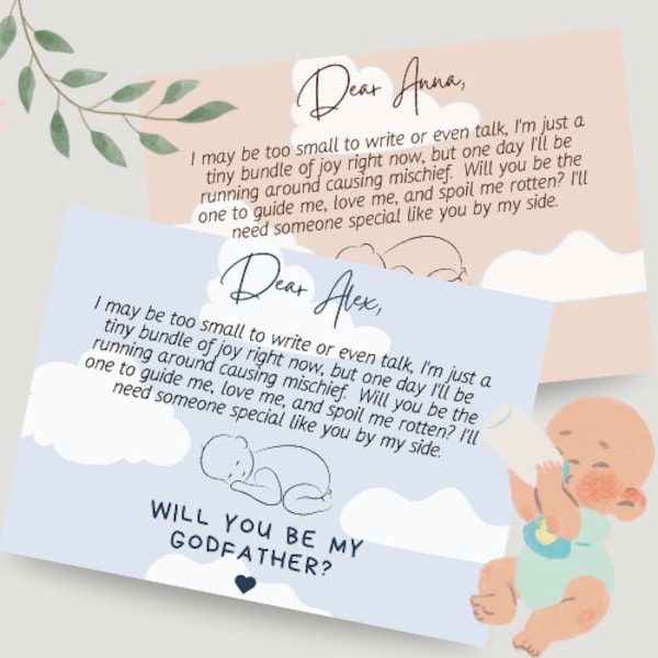 Will You Be My Godmother Proposal Card | Godparents Proposal Card Temlate | Canva Editable Godfather Proposal Letter | Printable PDF PNG