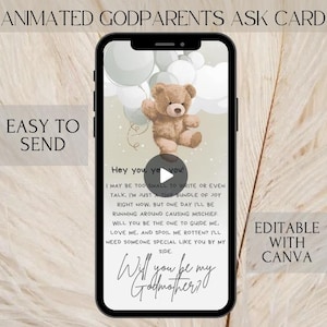 Propuesta de padrino minimalista / Anuncio de padrino / Video de ¿Quieres ser mi padrino? / Invitación digital de bautismo / Tarjeta de bautizo de bebé