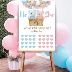 Gender Reveal Game | Printable He or She Voting Board | Gender Reveal Party Decoration | What Will Baby Be Guess Poster | Baby Gender Vote