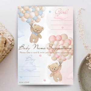 Namensvorschläge fürs Baby | Druckbares Gender Reveal Spiel | Gender Reveal Party-Ideen | Vorschläge für Baby Shower Spielnamen | Baby Name Ideen