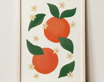 Oranges Art Print, Hand-Drawn Illustration (Digital Download)