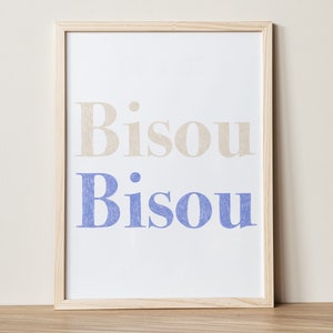 Bisou Bisou. Kiss Kiss. Kids printable wall art. Nursery decor. Hand drawn illustration. Kids room. Playroom poster. Digital download.