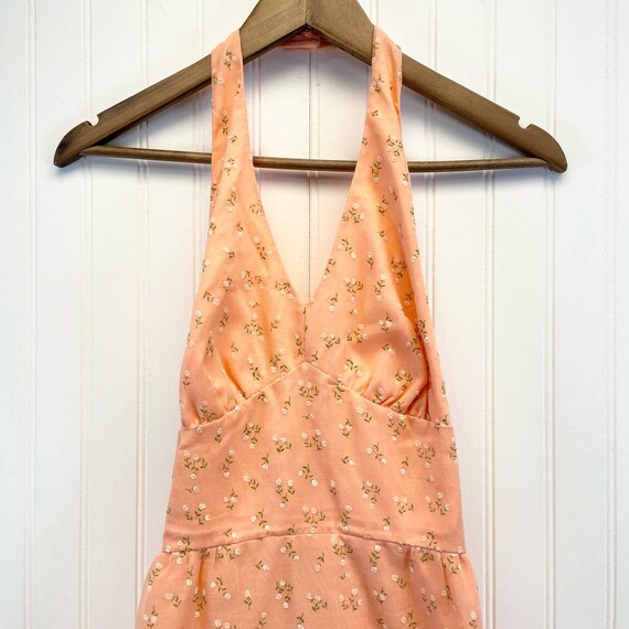 Vintage 70s Lorrie Deb Halter Maxi Dress Peach Da… - image 6