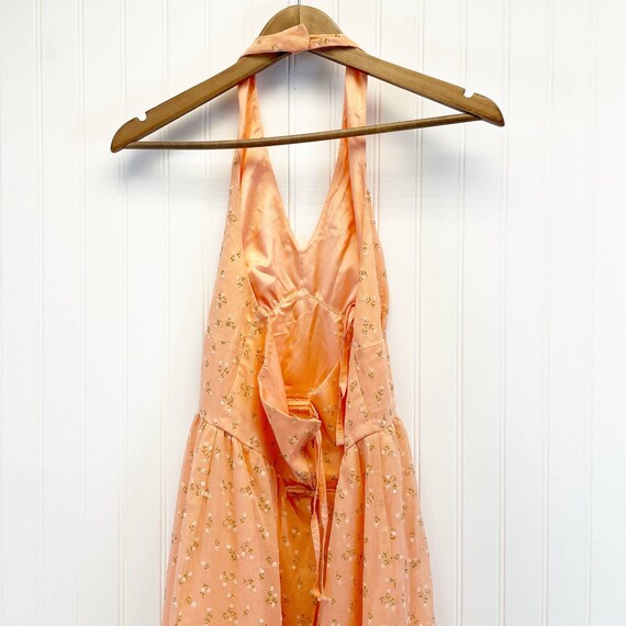 Vintage 70s Lorrie Deb Halter Maxi Dress Peach Da… - image 8