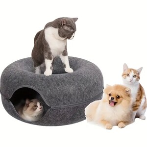 Universal Cat Nest Washable Cat Cave Bed, Cat Tunnel Bed, Detachable Round Bed