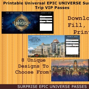 Pass VIP per il viaggio a sorpresa EPIC UNIVERSE universale stampabile