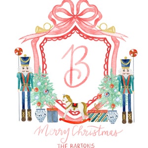 Personalizado, quebra-nozes, vermelho, azul, natal, aquarela, crista, família, arco vermelho, aquarela Clipart
