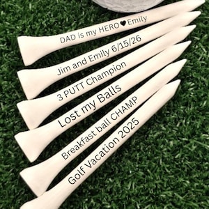 Personalized Golf Tees Engraved Wooden Tees Funny Golf Gift Accessory Custom Gift Dad Wooden Tee Set Yardage book Golf Pun Birthday Present