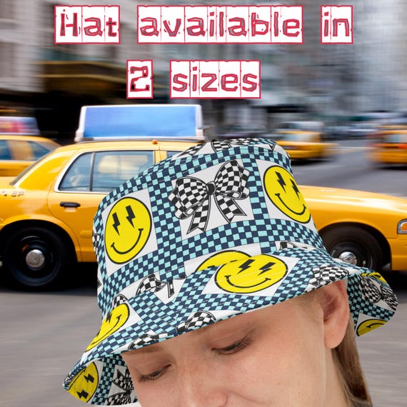 90s-inspired Checkered Festival Y2K Rave Fashion Hat Lightning