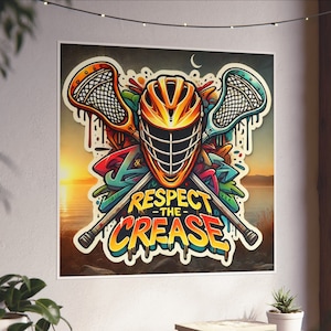 Lacrosse Saison Poster Lacrosse Wanddruck Team Geschenk personalisierte Spieler MVP Design Sticks und Helm Sonnenuntergang Plakat Kinderwandgeschenk Schlafsaraum