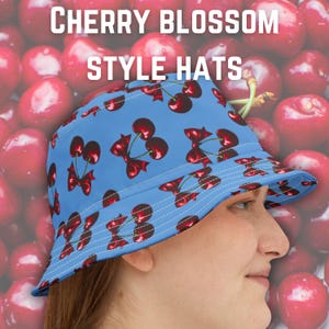 Cherry Print Bucket Hat Fruit Summer Hat Trendy Cherry Outdoor Accessory Unique Gift Personalized Fashion Cherry Lover Gift Sun Protection