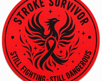 Ruby Red Stroke Recovery Gift Stroke Survivor Leatherette Patch UV Printed or Laser engraved Hat Patch Stroke Awareness Gift
