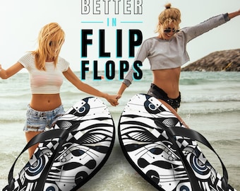 Retro-inspired vintage flip flops beachside Hipster-approved summer vibes Fashionable beach shoes Limited Edition pattern Boho flip flops