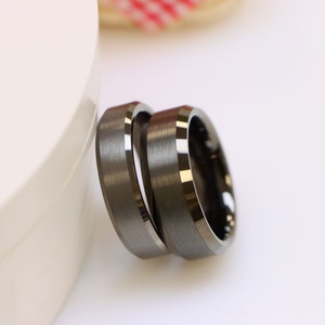 Gunmetal Tungsten Wedding Band, Gray Tungsten Ring, Gunmetal Tungsten Band, Men's Tungsten Ring, Engagement Ring, Couple Matching Ring Band