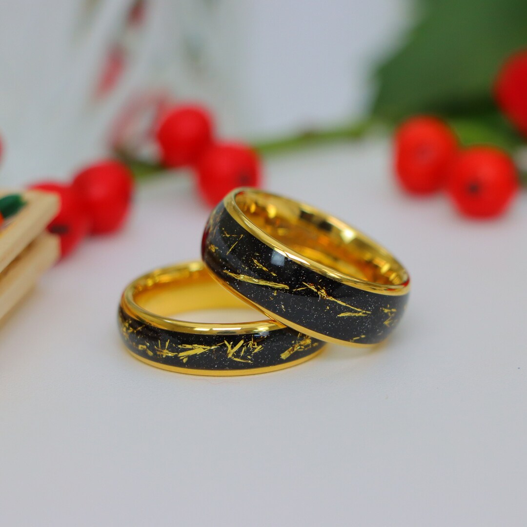 Gold Meteorite Bands Meteorite Wedding Ring Yellow Gold Etsy