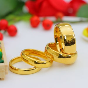 4mm/5mm/7mm/9mm Yellow Gold Tungsten Bands, Personalized Bands, Shiny Brushed Bands, Unisex Matching Rings, Valentine Gifts, Christmas Gifts