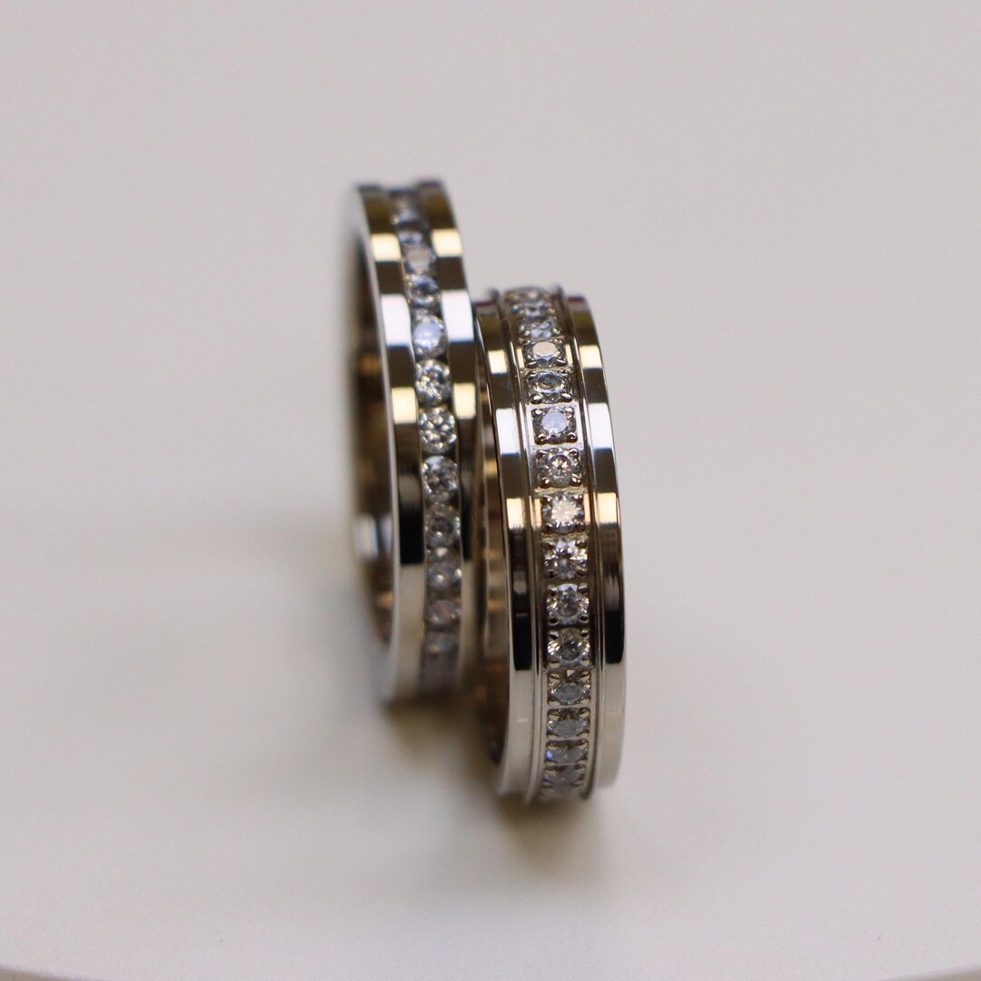 Pure Titanium Proposal Ring, Channel Set Diamond Rings, Engraved Bands ...