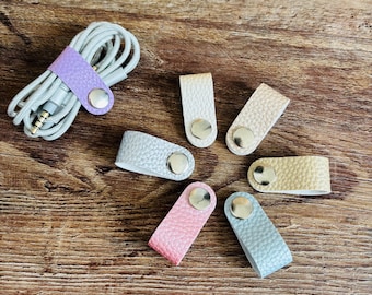 Snap Cable Organisers | Colourful Faux Leather Cord Tidy | Handmade Cord Wrap | Cable Organiser | Travel Accessory | Cord Keeper Set