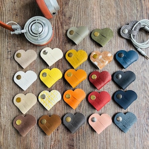Colourful Leather Cord Tidy | Heart Cable Organiser | 3 for 8 or 10 | 5 for 15 | Cable Holder | Cord Wrap | Travel Accessory | Gift Filler