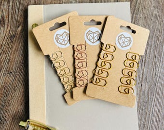 Mini Star and Heart Paperclips | Gold, Rose Gold, Bronze | Stationery Gift | Pack of 20 | Gift Filler