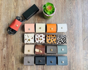 Leather Cable Organizer | Oversized Cord Tidy | Extra Large Cable Wrap | 2 for 8/10 | 5 for 16/20 | Travel Gift | * Choose your Colours *