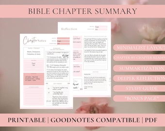 Bible Chapter Summary Template | Bible Study | Bible Template | Bible Summary | Faith Reflection | Bible Notes | GoodNotes | PDF & DIGITAL