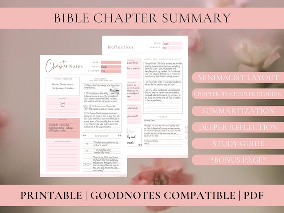 Bible Chapter Summary Template | Bible Study | Bible Template | Bible Summary | Faith Reflection | Bible Notes | GoodNotes | PDF & DIGITAL