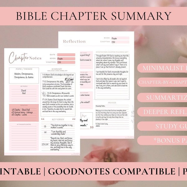 Bible Chapter Summary Template | Bible Study | Bible Template | Bible Summary | Faith Reflection | Bible Notes | GoodNotes | PDF & DIGITAL