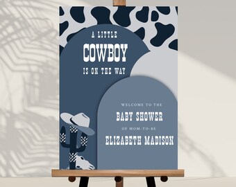 Little Cowboy Baby Shower Blue Welcome Sign, Printable Wild West Baby Shower Invite Bundle, Western Baby Shower Invite, Rodeo Baby Shower