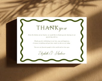 Modern Wavy Frame Thank You Card in Green | INSTANT DOWNLOAD | Printable Invite | Editable Template | Wedding Invite | Wedding Stationery