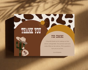 Little Cowboy Baby Shower Thank You Card, Printable Wild West Baby Shower Invite Bundle, Western Baby Shower Invite, Rodeo Baby Shower