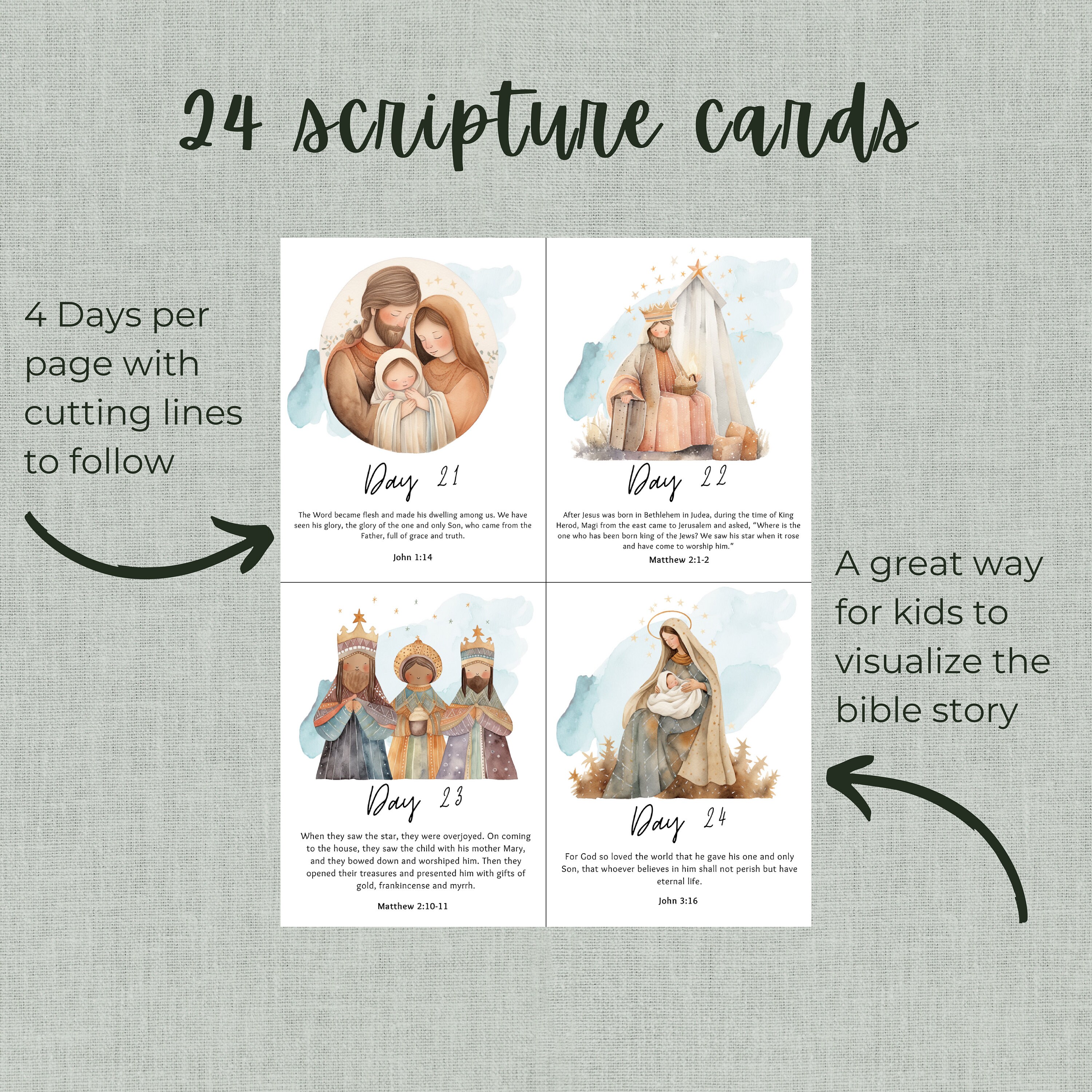 Christmas Countdown | Bible Verse Card for Christmas | Printable Advent ...