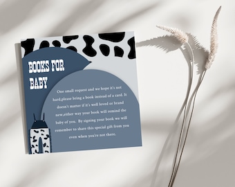 Blue Little Cowboy Baby Shower Books for Baby, Printable Wild West Baby Shower Invite Bundle, Western Baby Shower Invite, Rodeo Baby Shower