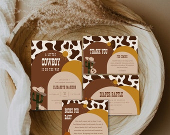Little Cowboy Baby Shower Invitation Bundle, Printable Wild West Baby Shower Invite Bundle, Western Baby Shower Invite, Rodeo Baby Shower