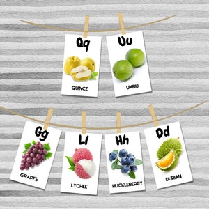 Abc Real Fruits Flash Cards, Montessori Flashcards for Toddlers, Fruits cards,  Educational Printable Cards, Instant Download