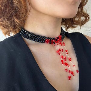 gothic vampire necklace,vampire blood necklace,handmade necklace,blood drip choker,venom necklace,black venom necklace,blood necklace,dark