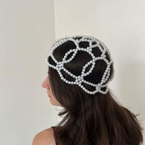 Beaded Bridal Headpiece – Wedding Hair Vine, Pearl Headband, Bridal Veil with Beads, Elegant Wedding Hairpiece for Brides