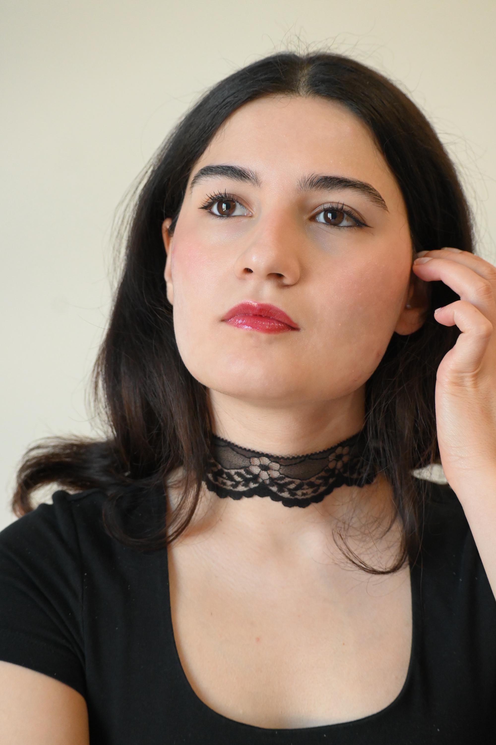 Thin Black Lace Choker • Gothic Vampire Necklace • Edwardian Lace ...