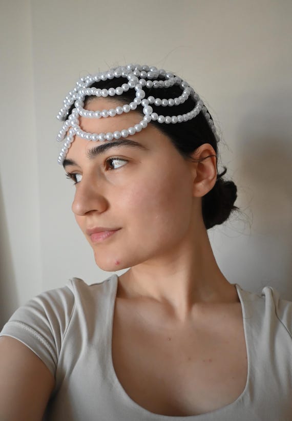 Layered Pearl Bridal Headband • Handmade Wedding Hairpiece 