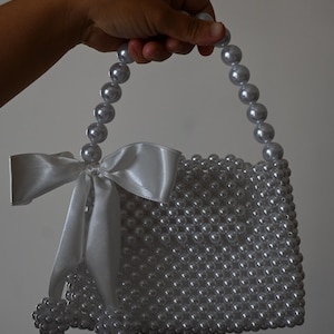 Bolso de mano de novia con cuentas personalizado: bolso con letras de perla, bolso de dama de honor, elegante bolso de mano para boda, bolso de mano de novia hecho a mano, bolso bandolera de noche