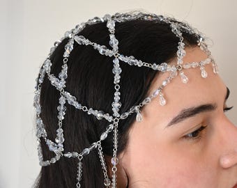 Tiara de noiva com cristais, tiara de cabelo em formato de trepadeira, tiara para noiva, acessório de cabelo para feira renascentista, fascinator, joia de cabelo para casamento, algo